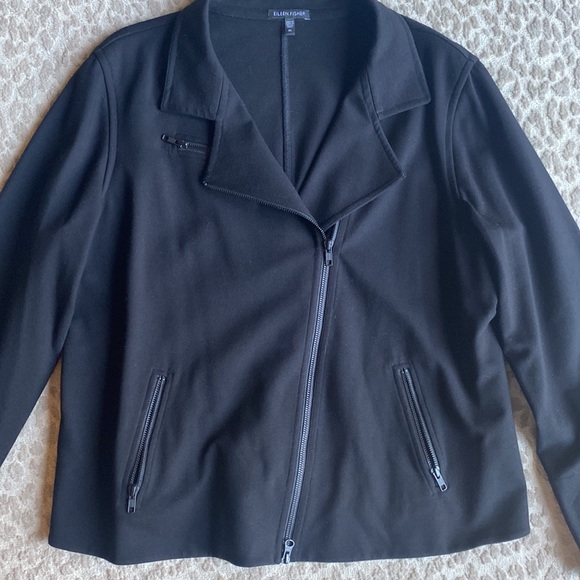 Eileen Fisher Black Moto Asymmetrical Zip Viscose Jacket, size XL - Picture 4 of 11